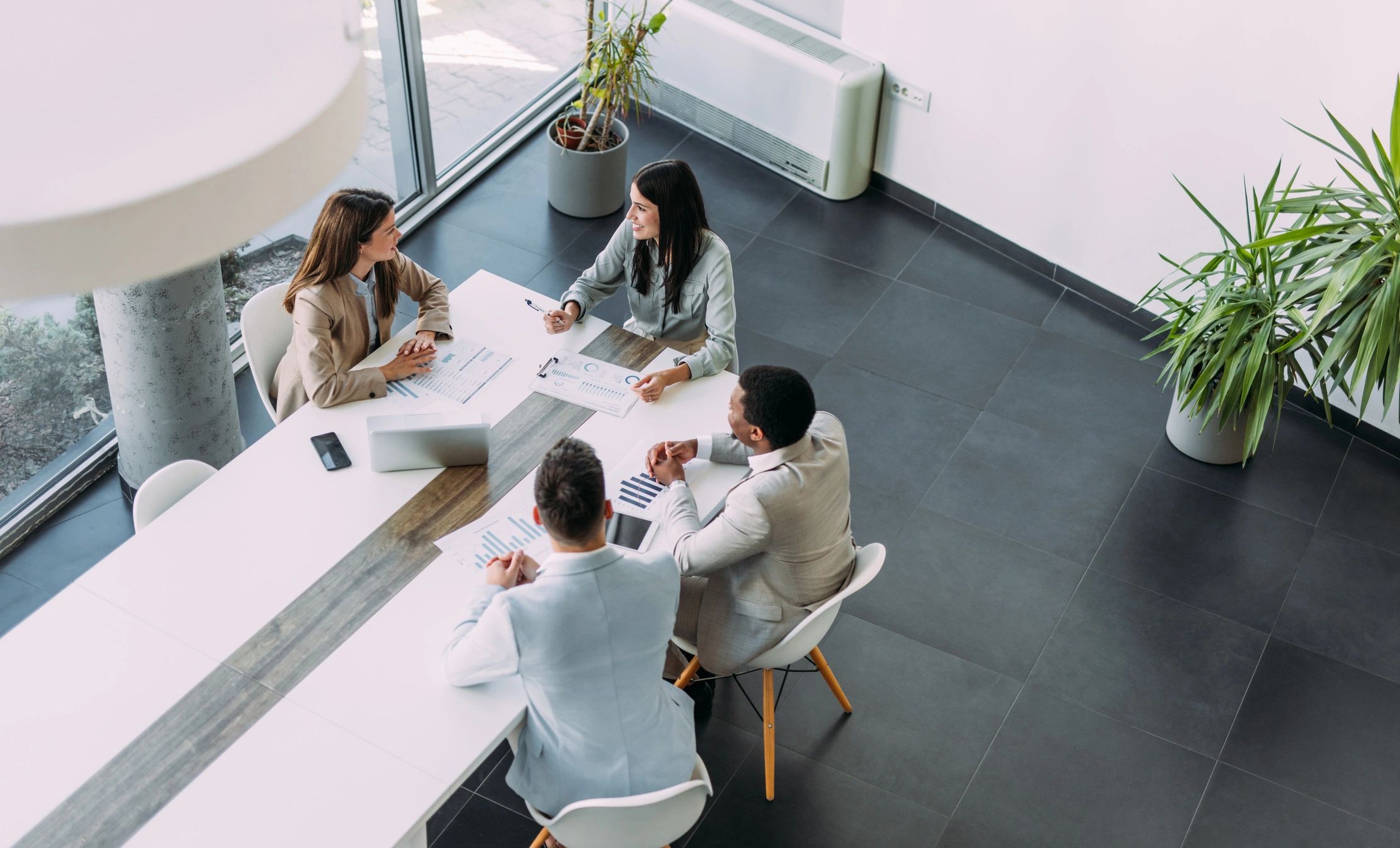 Corporate team meeting in an office board room